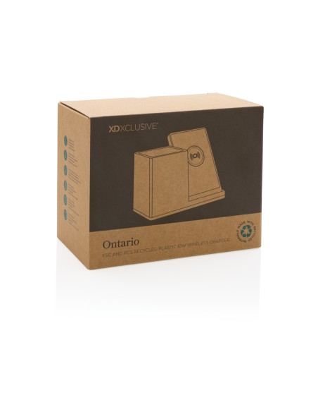 Caricatore wireless 10W Ontario in plastica riciclata RCS